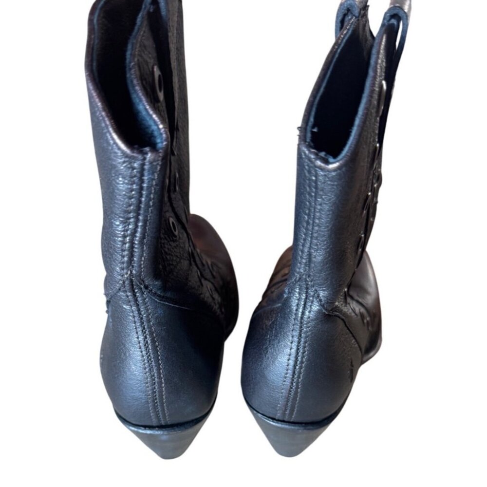 Frye Mustang Grommet Short Ankle Boots 7.5 Burgundy Ombre Leather Western Boots - Picture 8 of 14